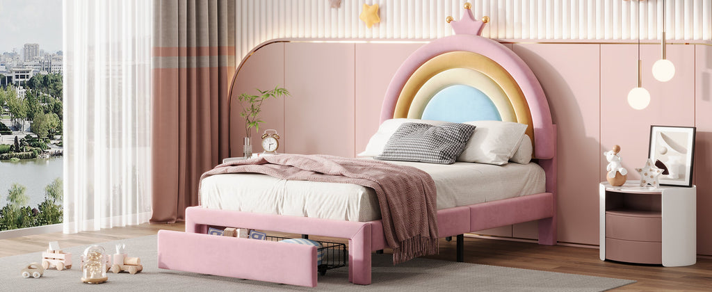 Twin/Full Size Rainbow Princess Platform Bed