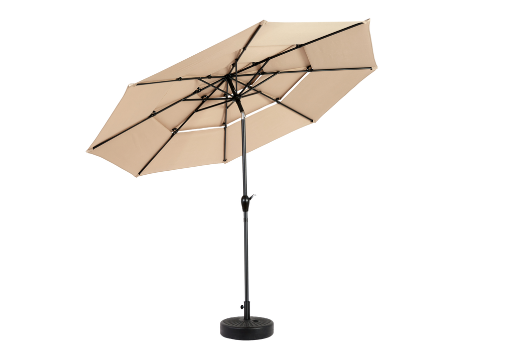 10ft 3-Tier Aluminium Patio Umbrella with Auto-Tilt (No Base)