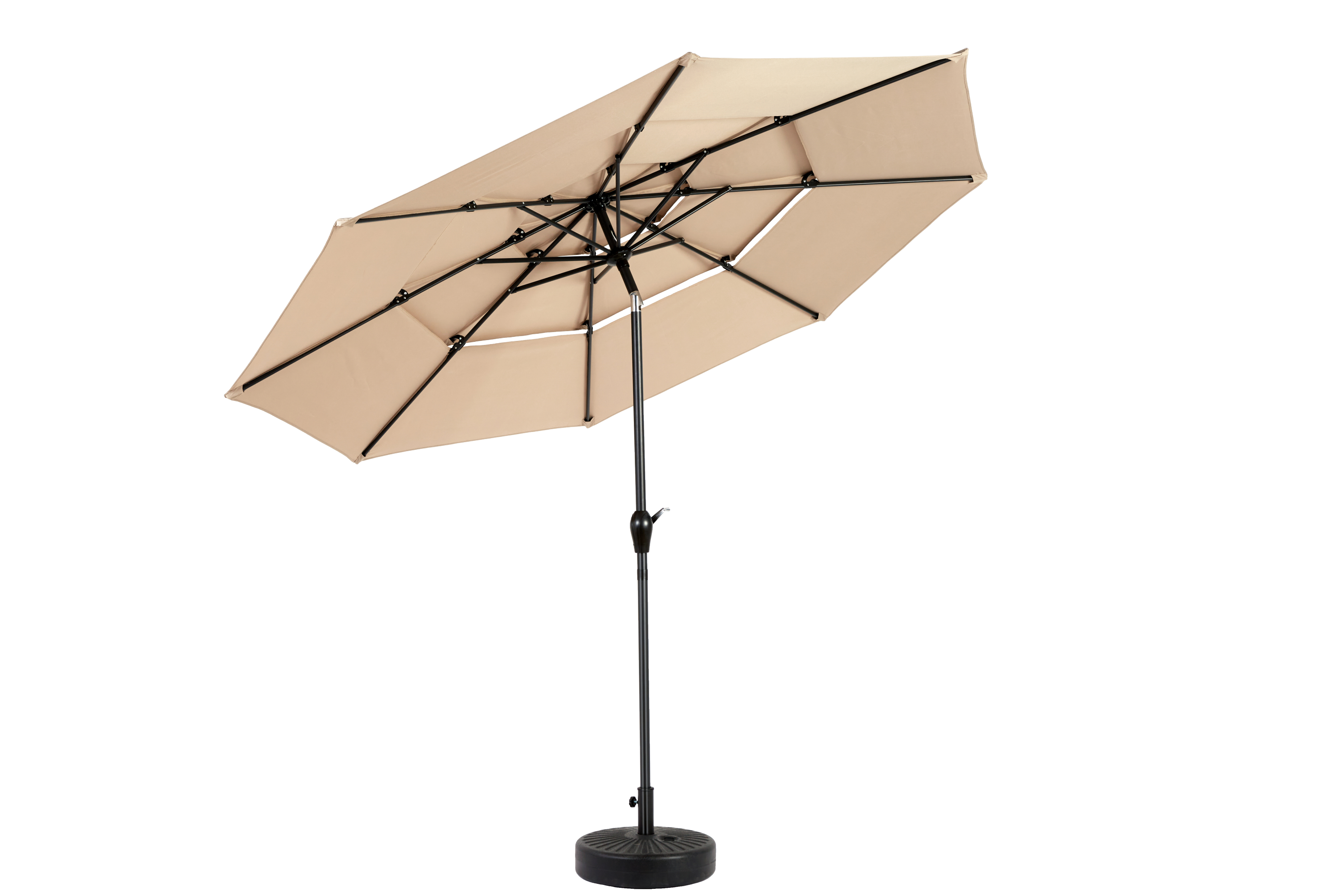 10ft 3-Tier Aluminium Patio Umbrella with Auto-Tilt (No Base)