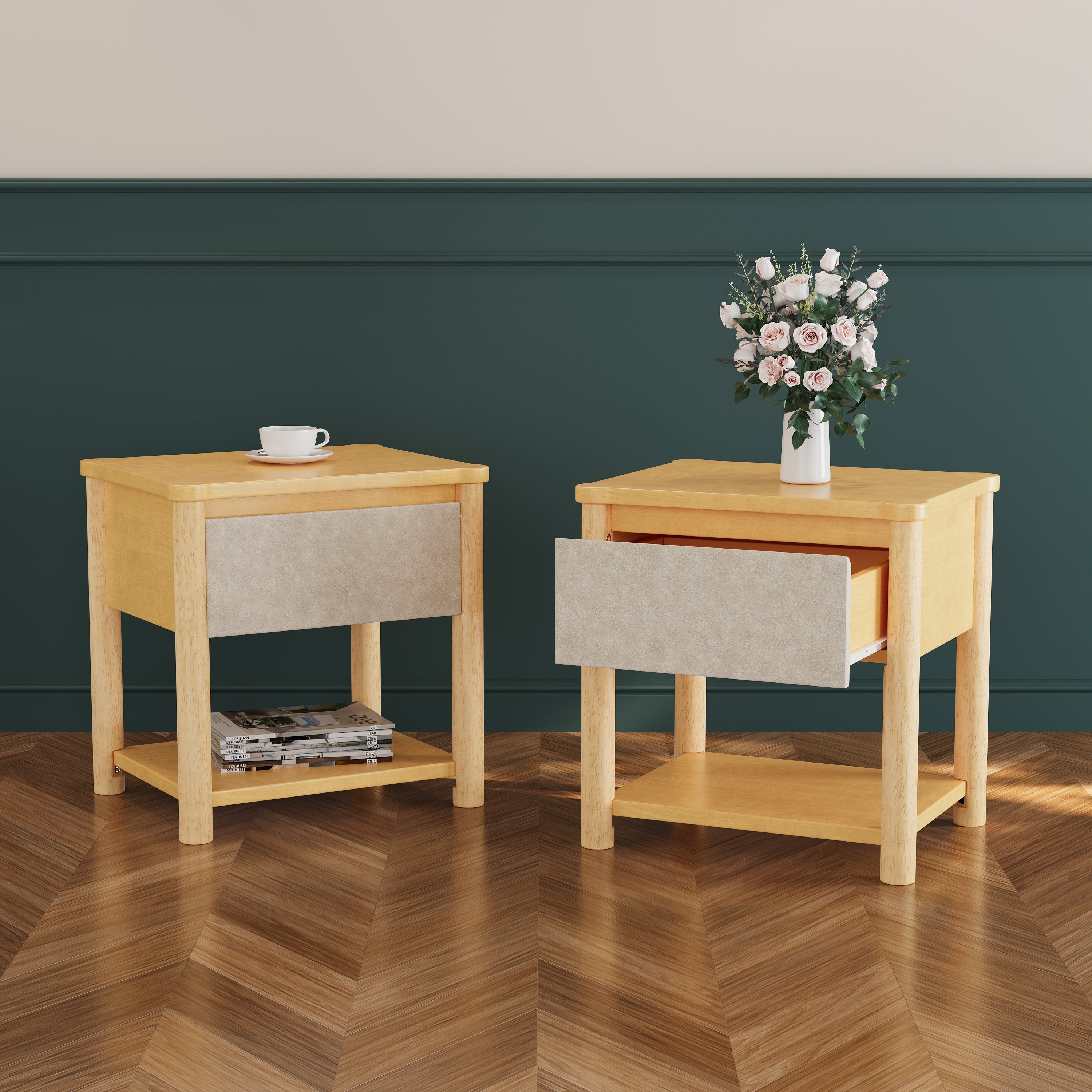 Modern Queen Bed Frame Set with 2 Nightstands