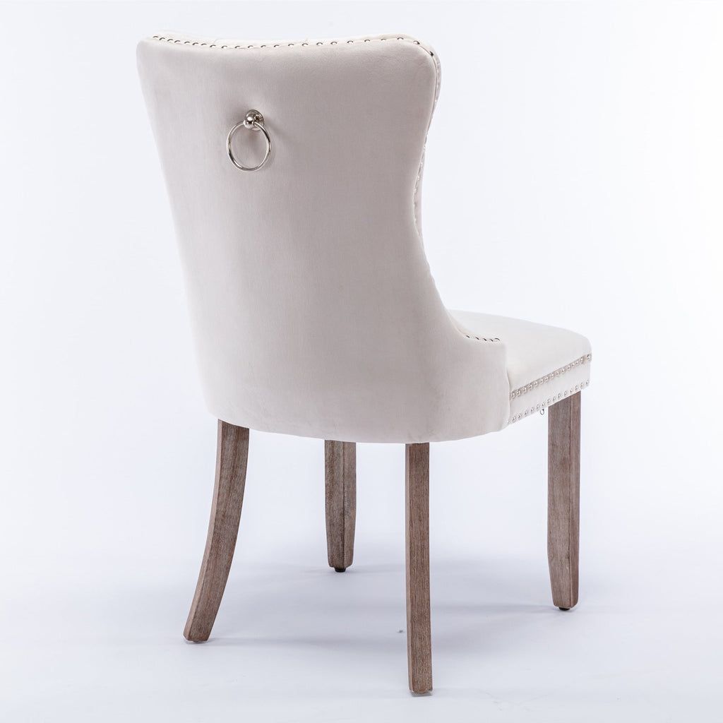 Modern High-end Tufted Solid Wood Velvet Dining Chair(Set of 2)