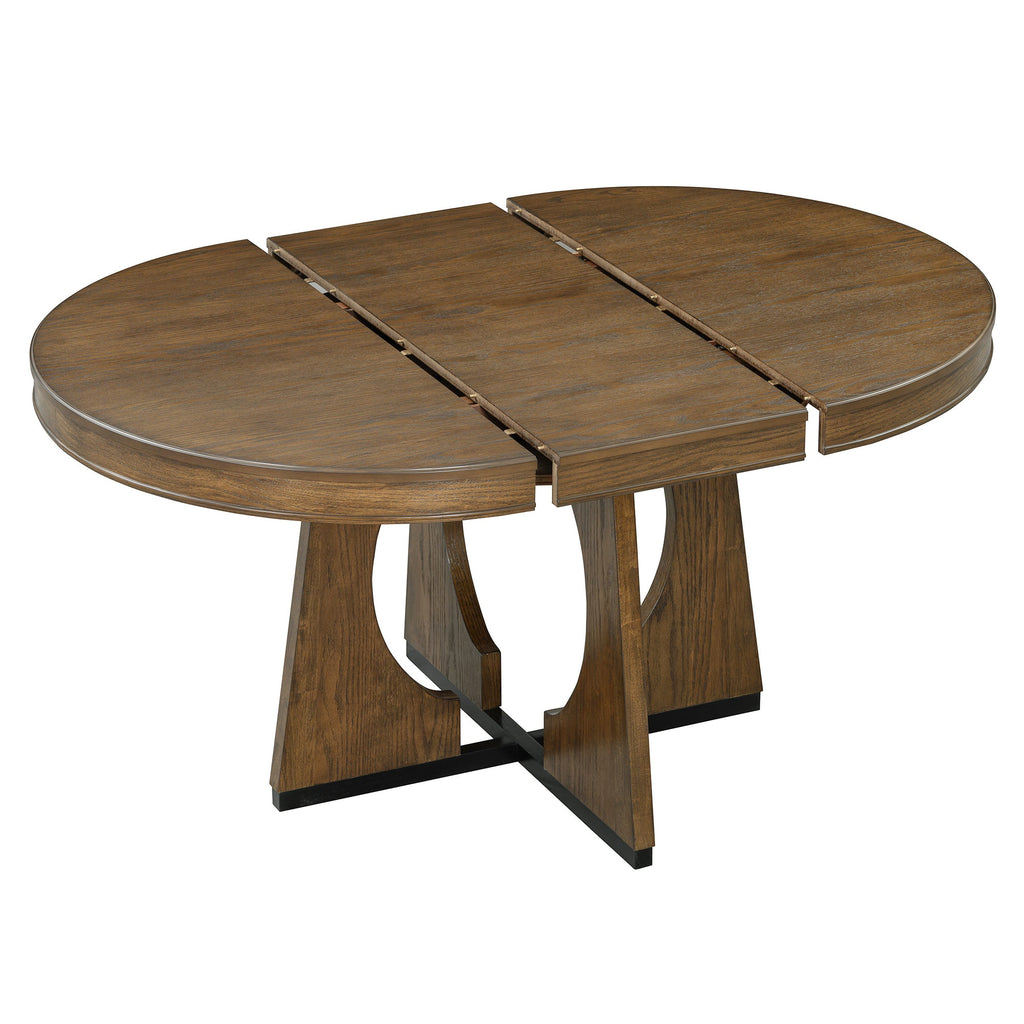 5-Piece Retro Extendable Dining Table Set with 16" Removable Leaf