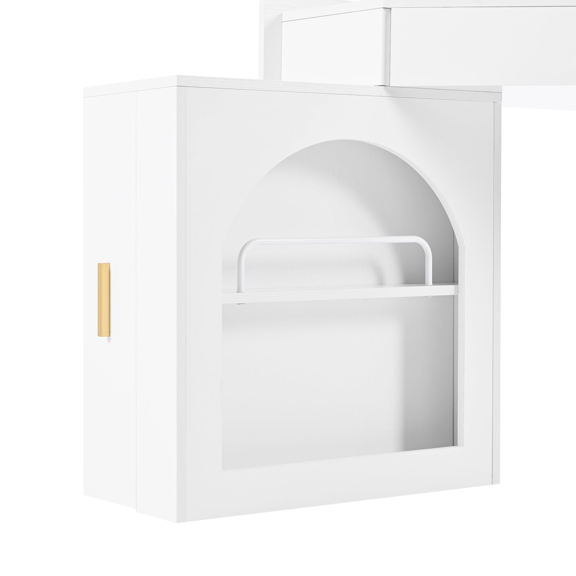 Modern Corner Vanity Set with Mirror and Stool