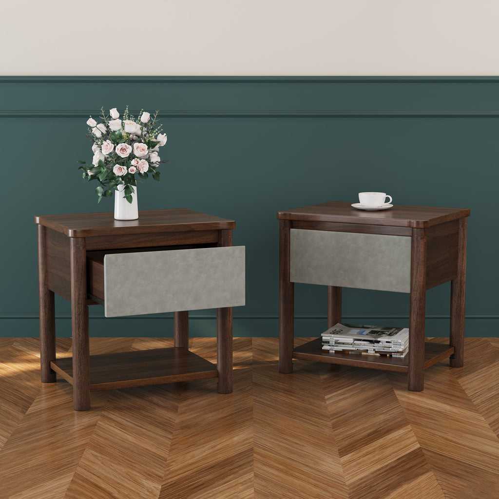 Modern King Bed Frame Set with 2 Nightstands