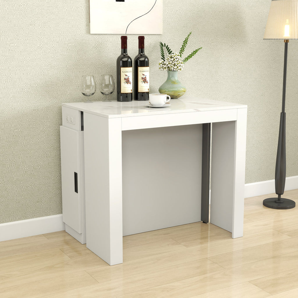 Modern Multifunctional Extendable Dining Table with Outlet