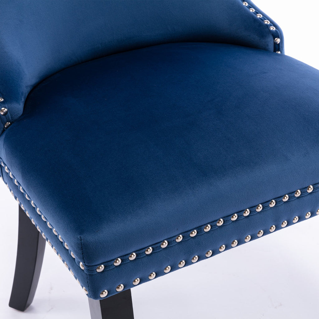 Modern Velvet Upholstered Wing-Back Dining Chairs (Set of 2)