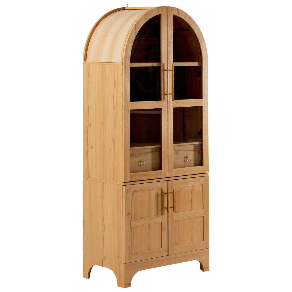 71" Tall Arched Farmhouse Kitchen Pantry Cabinet with Door Shelves