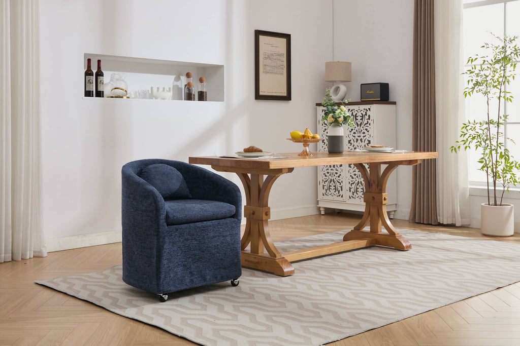 Modern Chenille Fabric Dining Armchair with Back Cushion