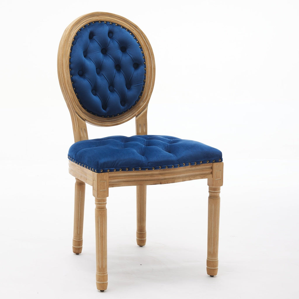 French Style Solid Wood Frame Velvet Dining Chairs (Set of 2)