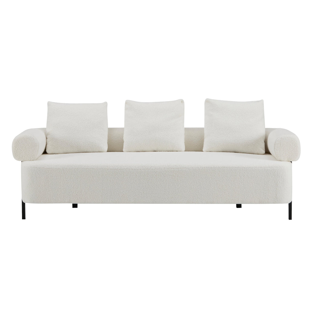 78' Modern Upholstered Sofa with 3 Plush Pillows