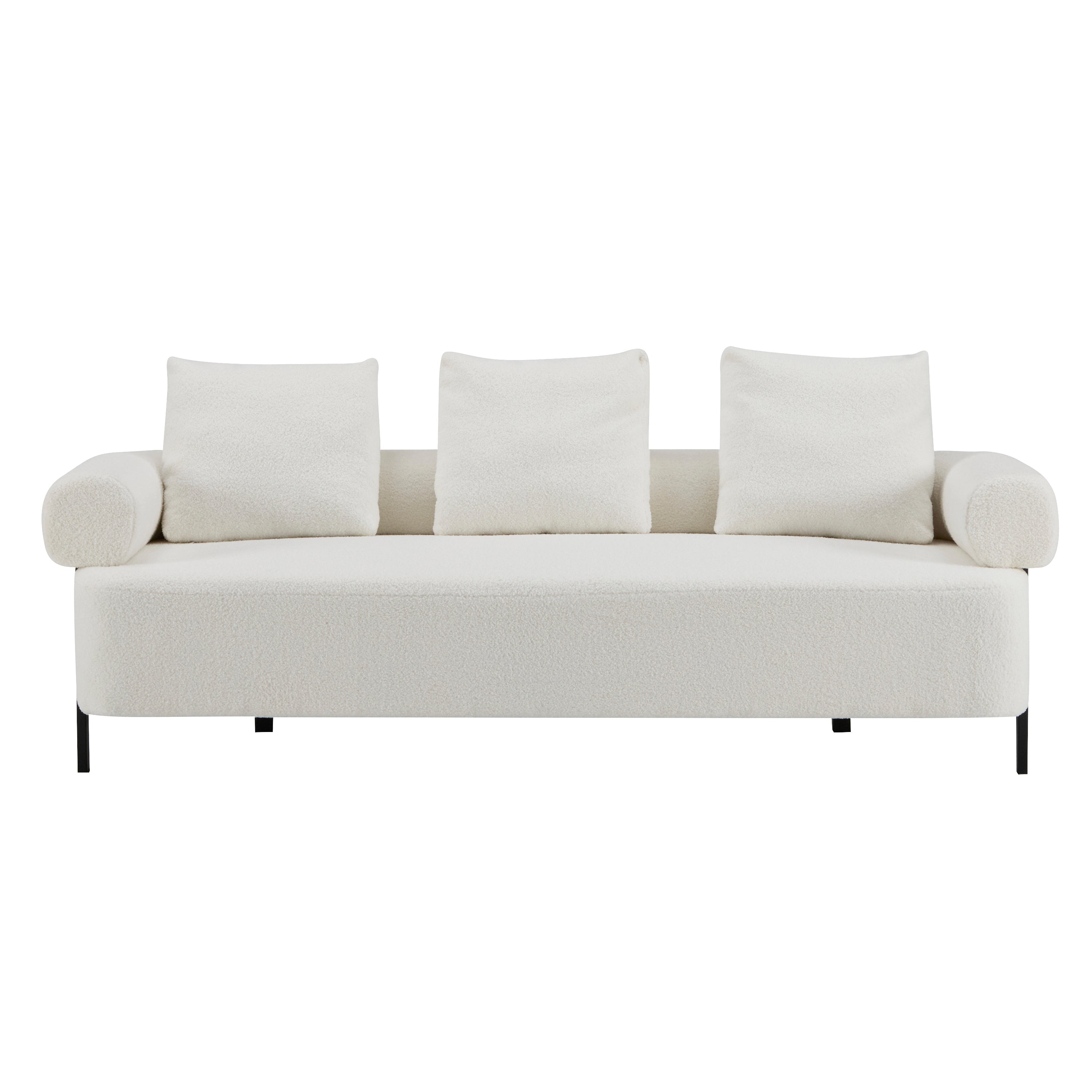 78' Modern Upholstered Sofa with 3 Plush Pillows