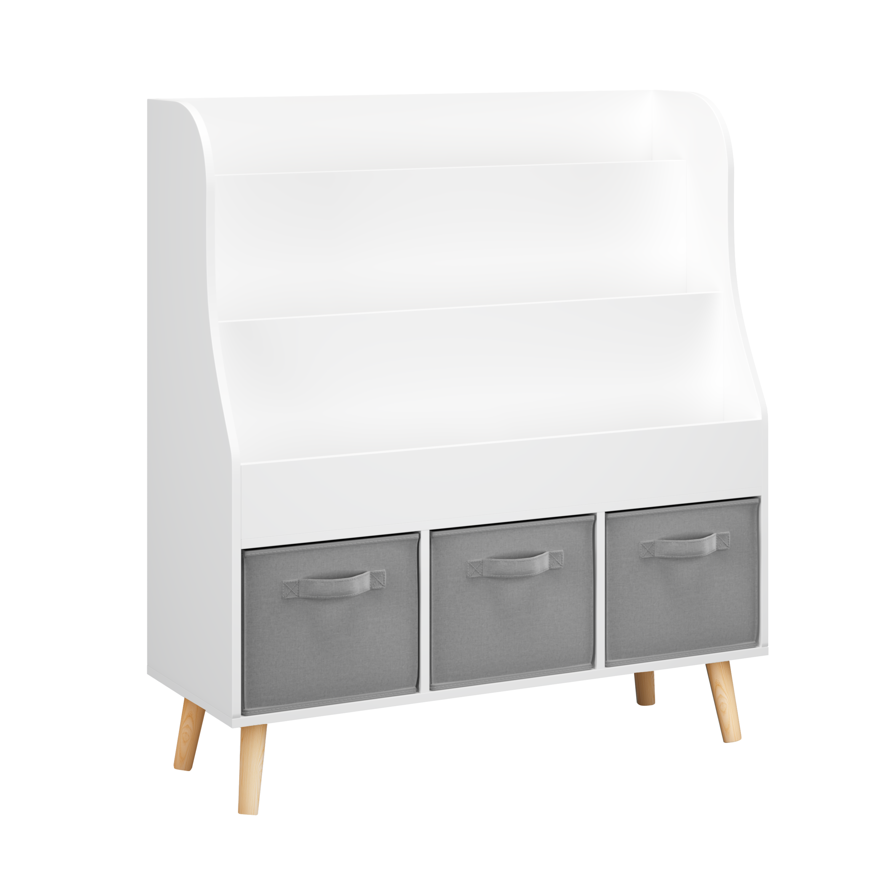 Kids Bookshelf with 3 Fabric Storage Bins