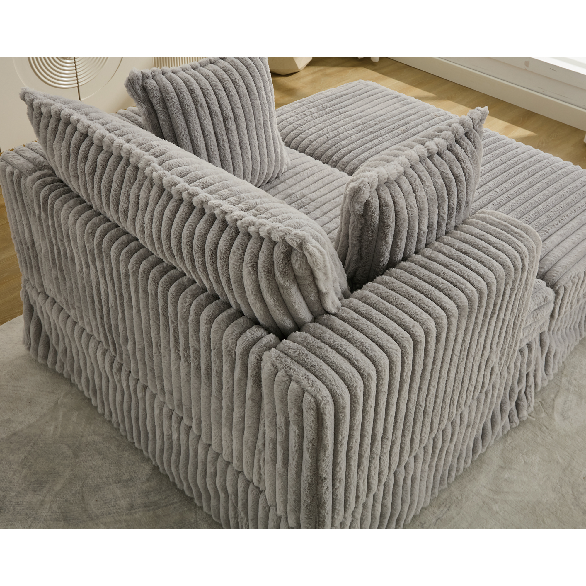 47.7'' Oversized Corduroy Chaise Longue with Ottoman