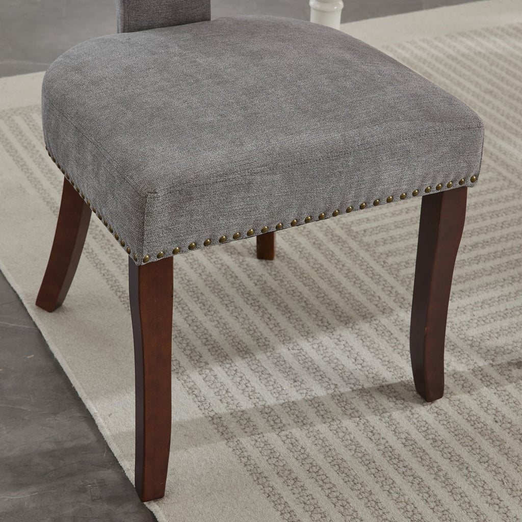 Mid Century Farmhouse Linen Fabric Dining Chairs (Set of 2)