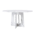 Modern 47.24' Round Dining Table with Marble White Finish