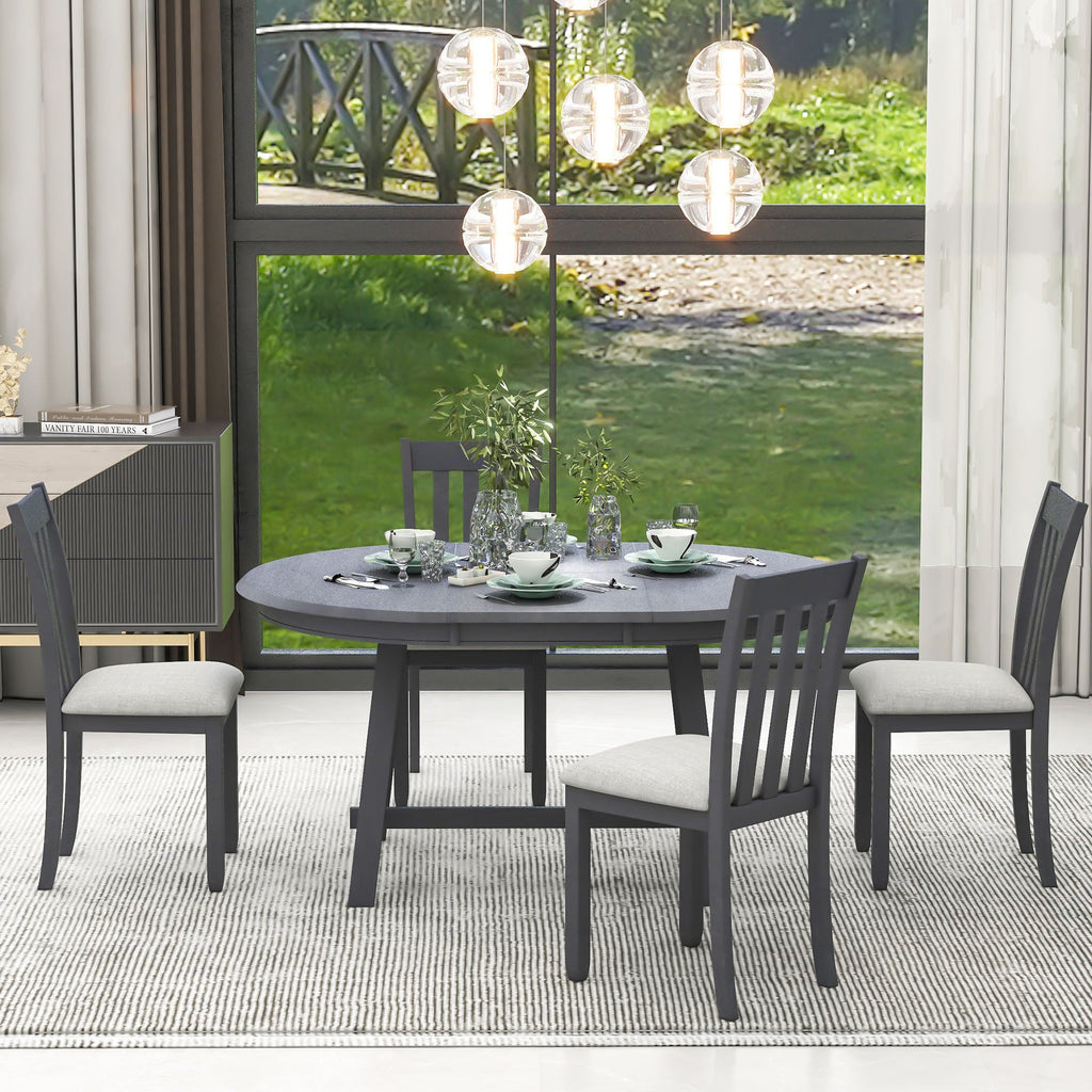 Modern Farmhouse 5-Piece Wood Dining Table Set
