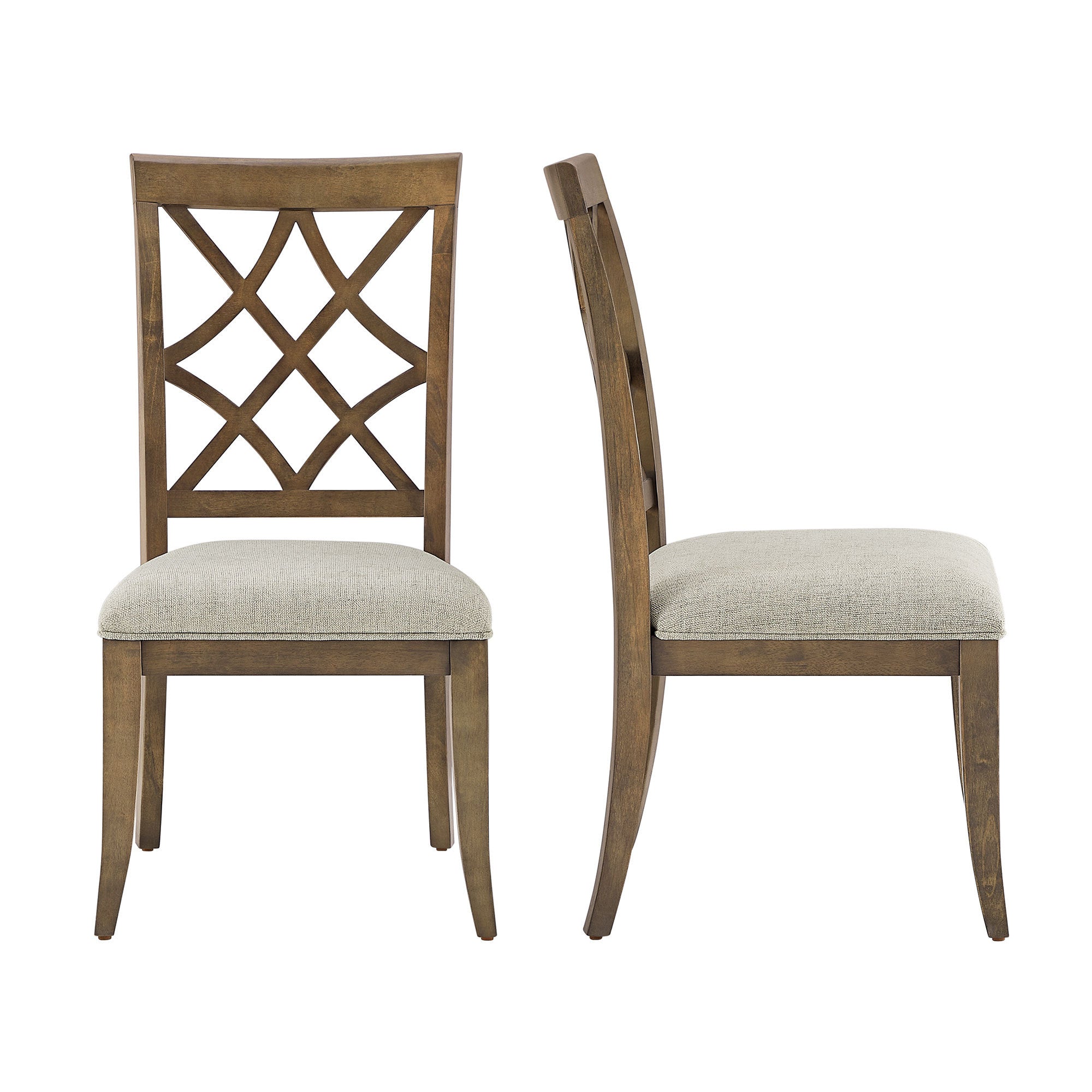 Wooden Frame Upholstered Dining Chairs (Set of 2)