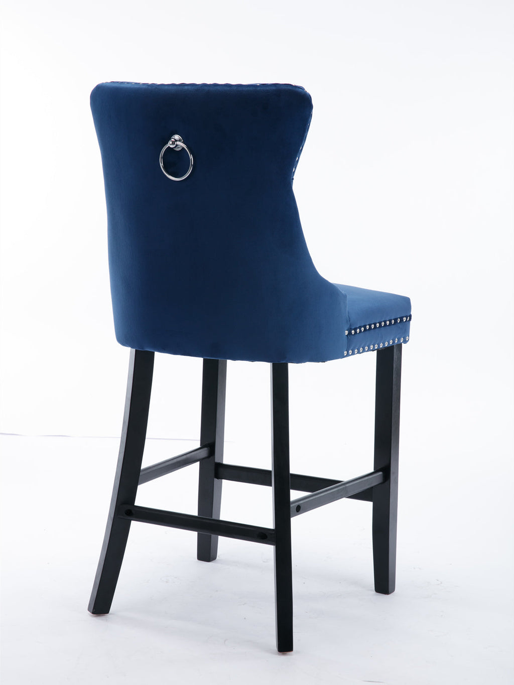 Contemporary Velvet Upholstered Barstools with Button Tufted Decoration (Set of 2)