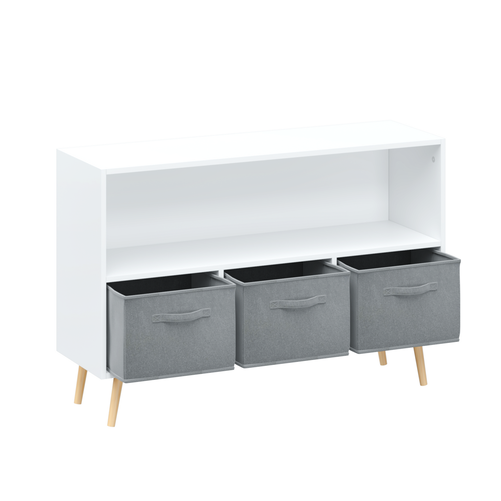 Children's Book Display Kids Bookcase with 3 Fabric Bins