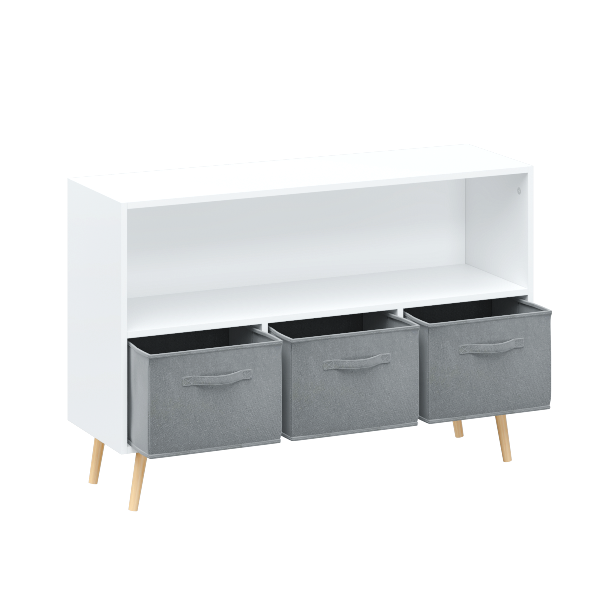 Children's Book Display Kids Bookcase with 3 Fabric Bins
