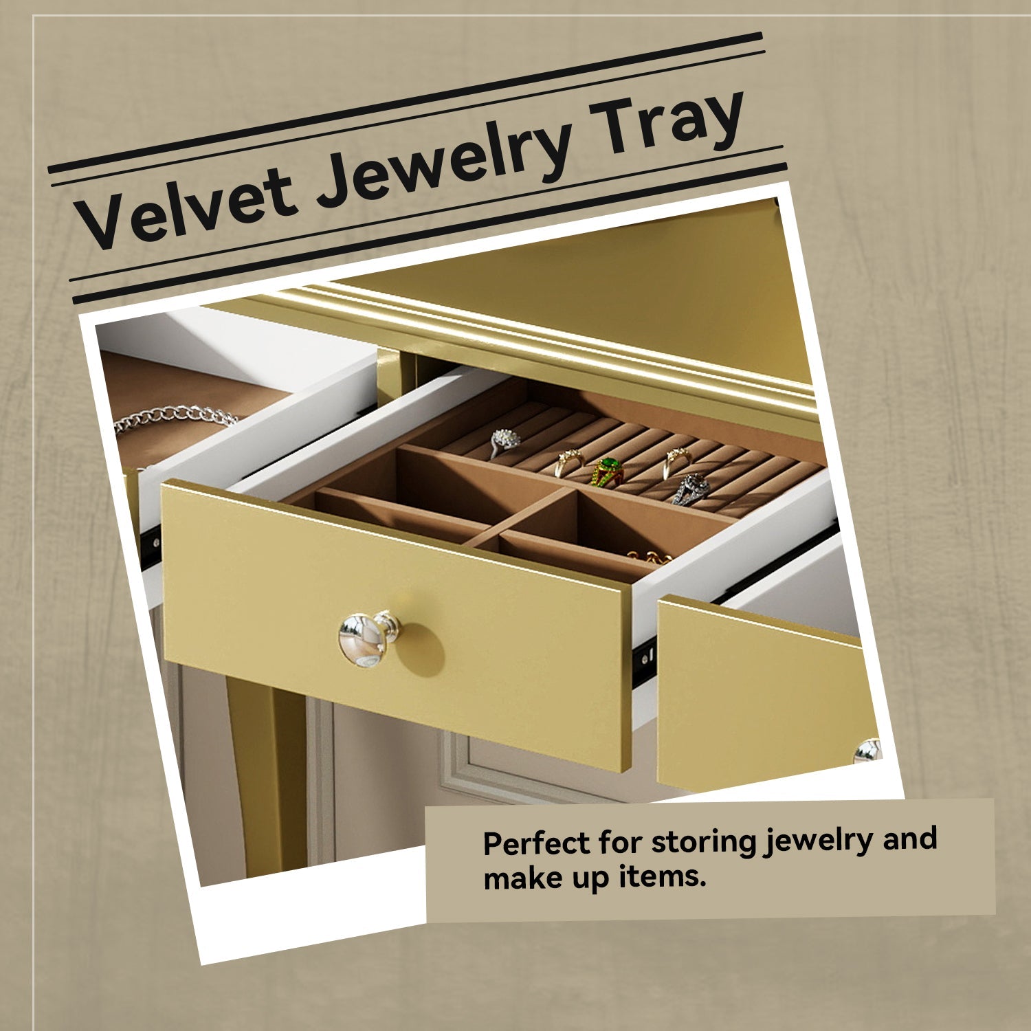 Luxury Makeup Vanity Desk with Oval Mirror