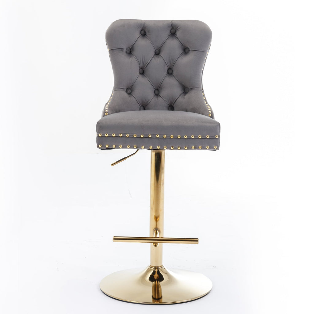 Modern Upholstered Velvet Bar Stools (Set of 2)