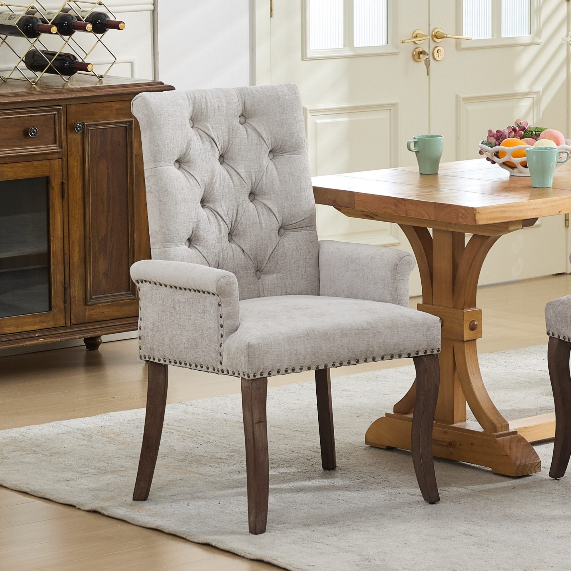 Elegant Upholstered Chenille Fabric Accent Dining Chair