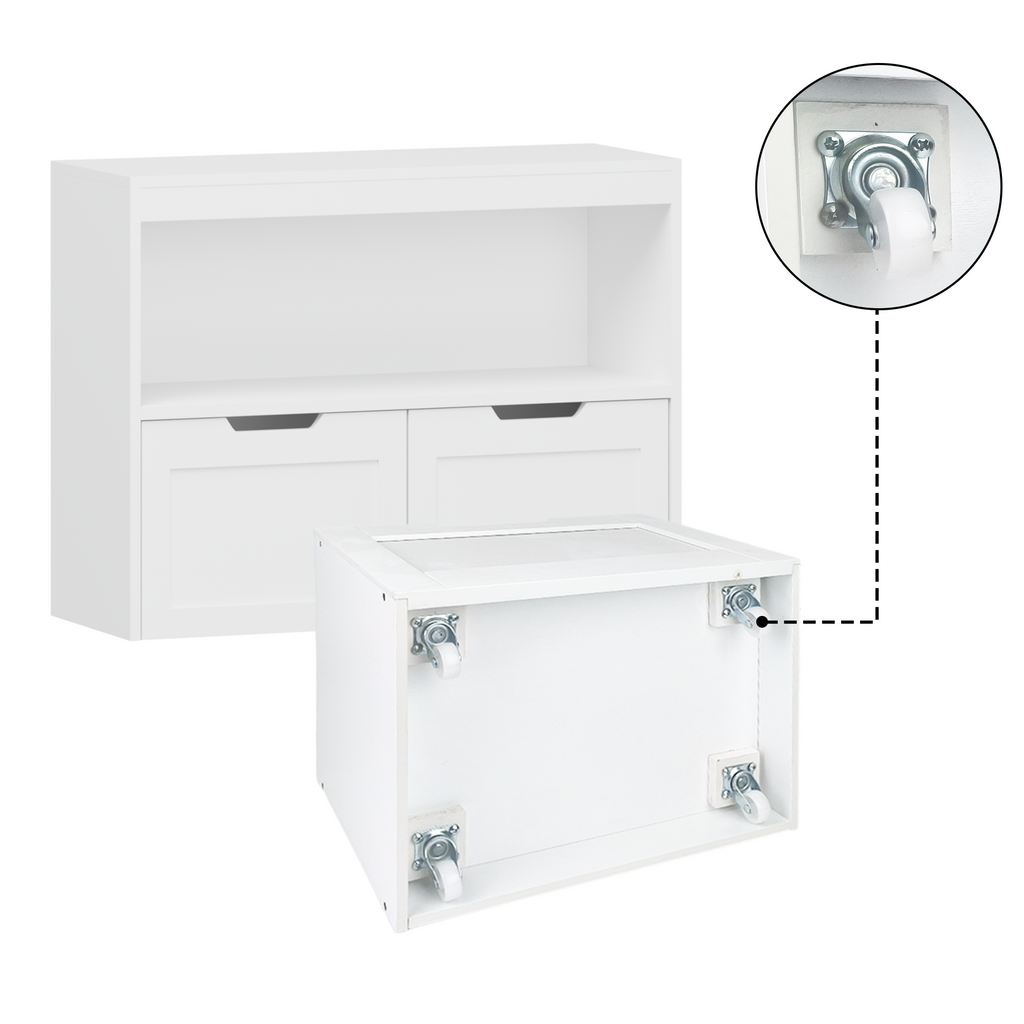 Toy Storage Cabinet  with Large Drawers and Open Shelves
