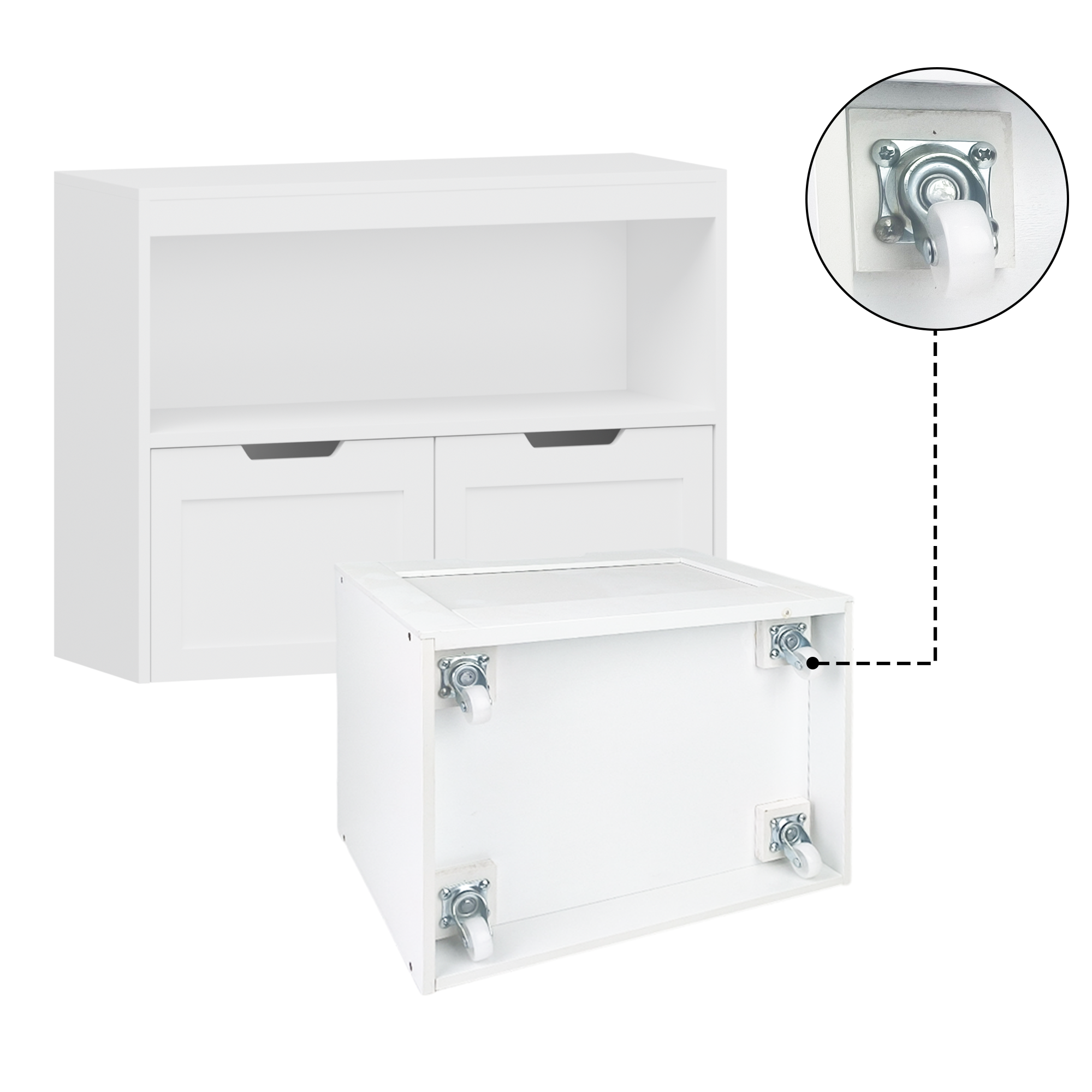 Toy Storage Cabinet  with Large Drawers and Open Shelves