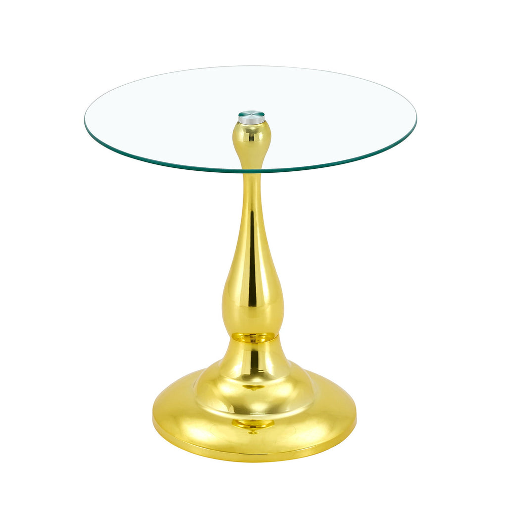20" Small Luxury Metal Round Side Table with a Glass Top