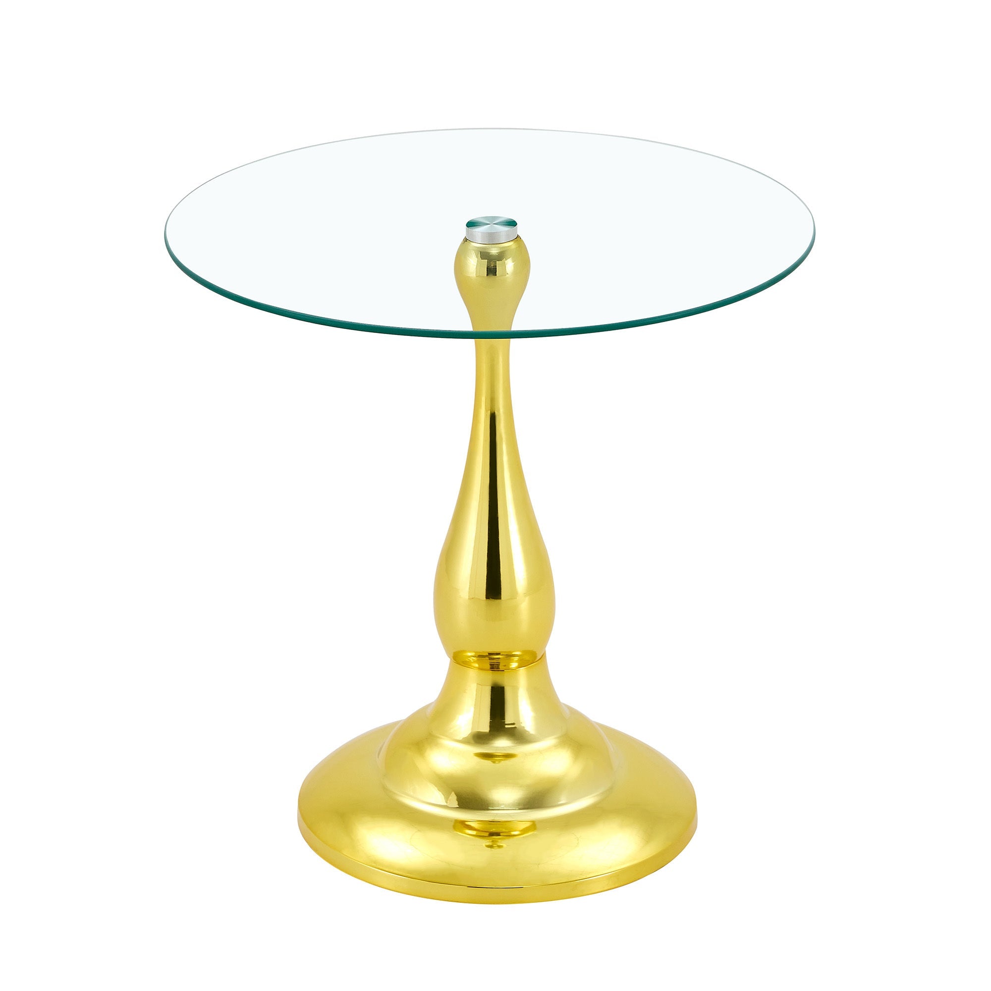 20" Small Luxury Metal Round Side Table with a Glass Top