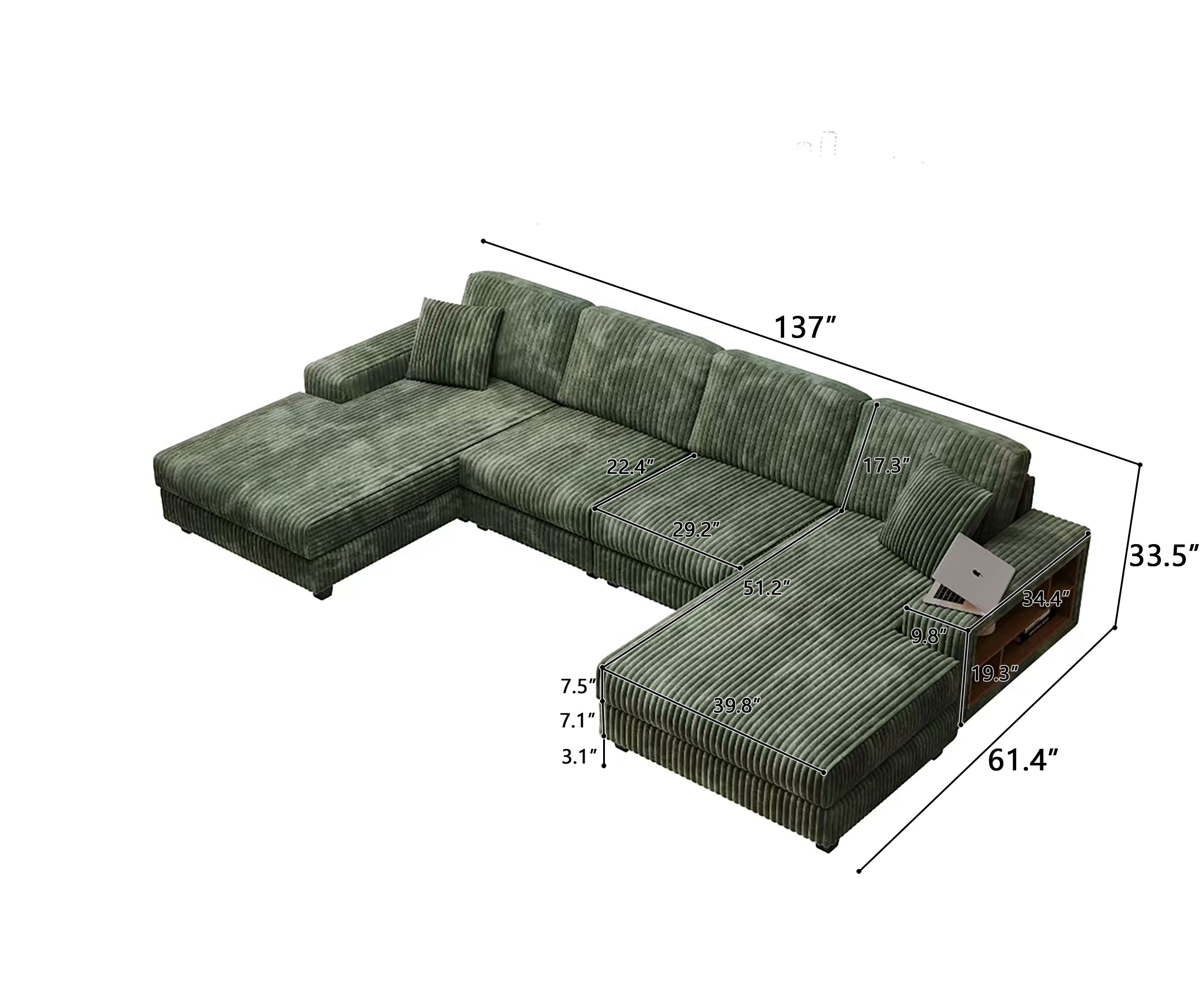 Convertible U-shaped Combination Sofa