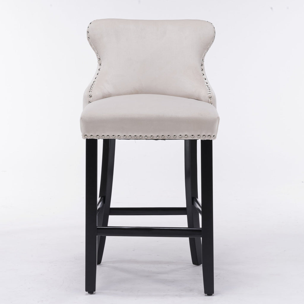 Leisure Style Velvet Upholstered Wing-Back Barstools (Set of 2)