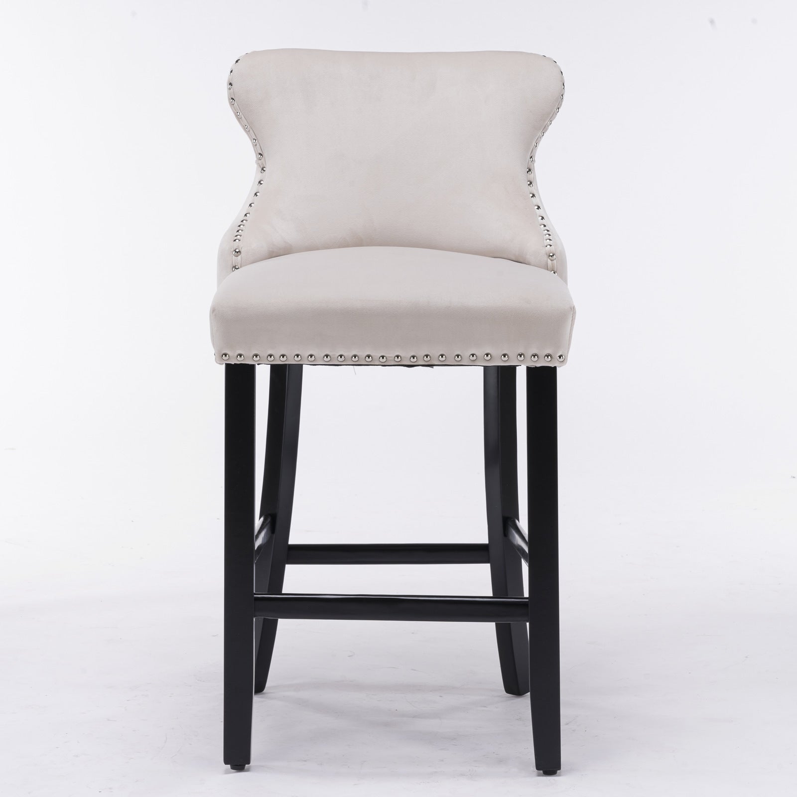 Leisure Style Velvet Upholstered Wing-Back Barstools (Set of 2)