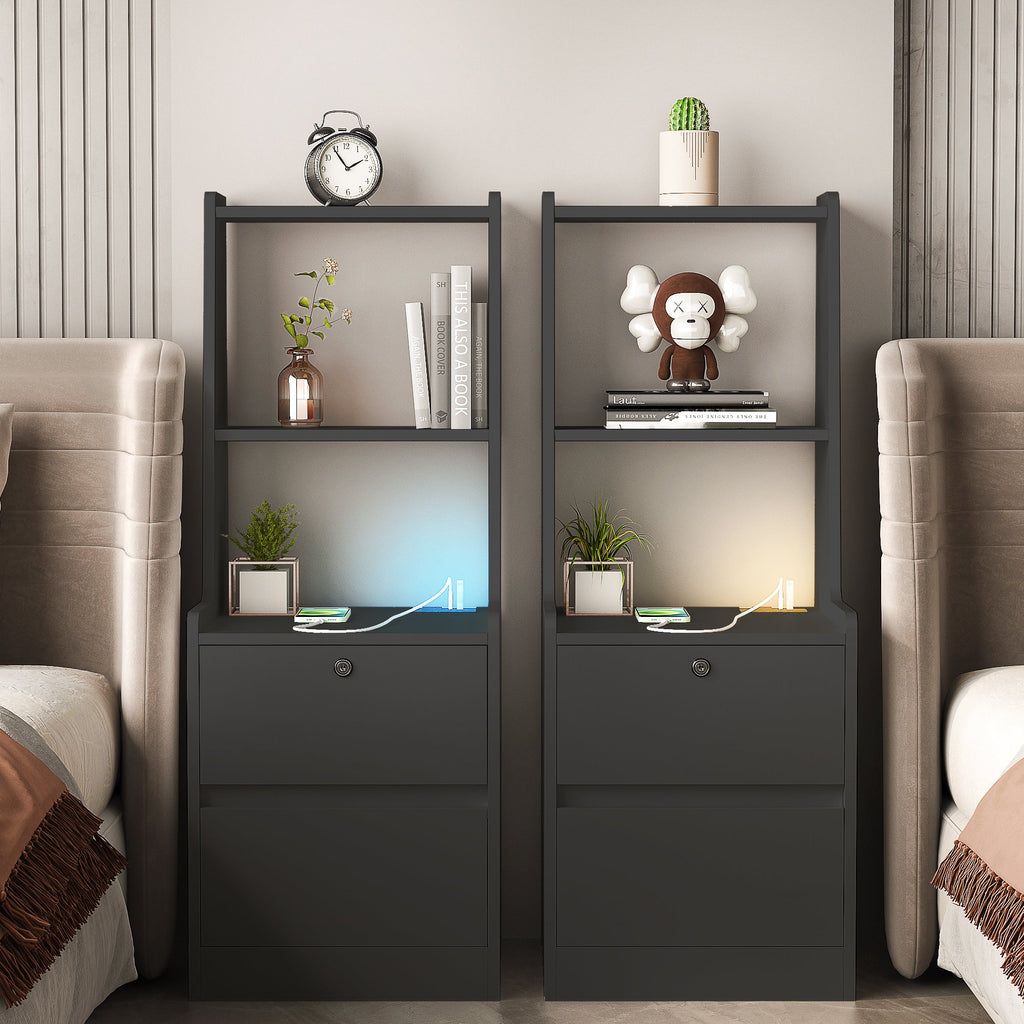Modern Smart Nightstand with Charging Station