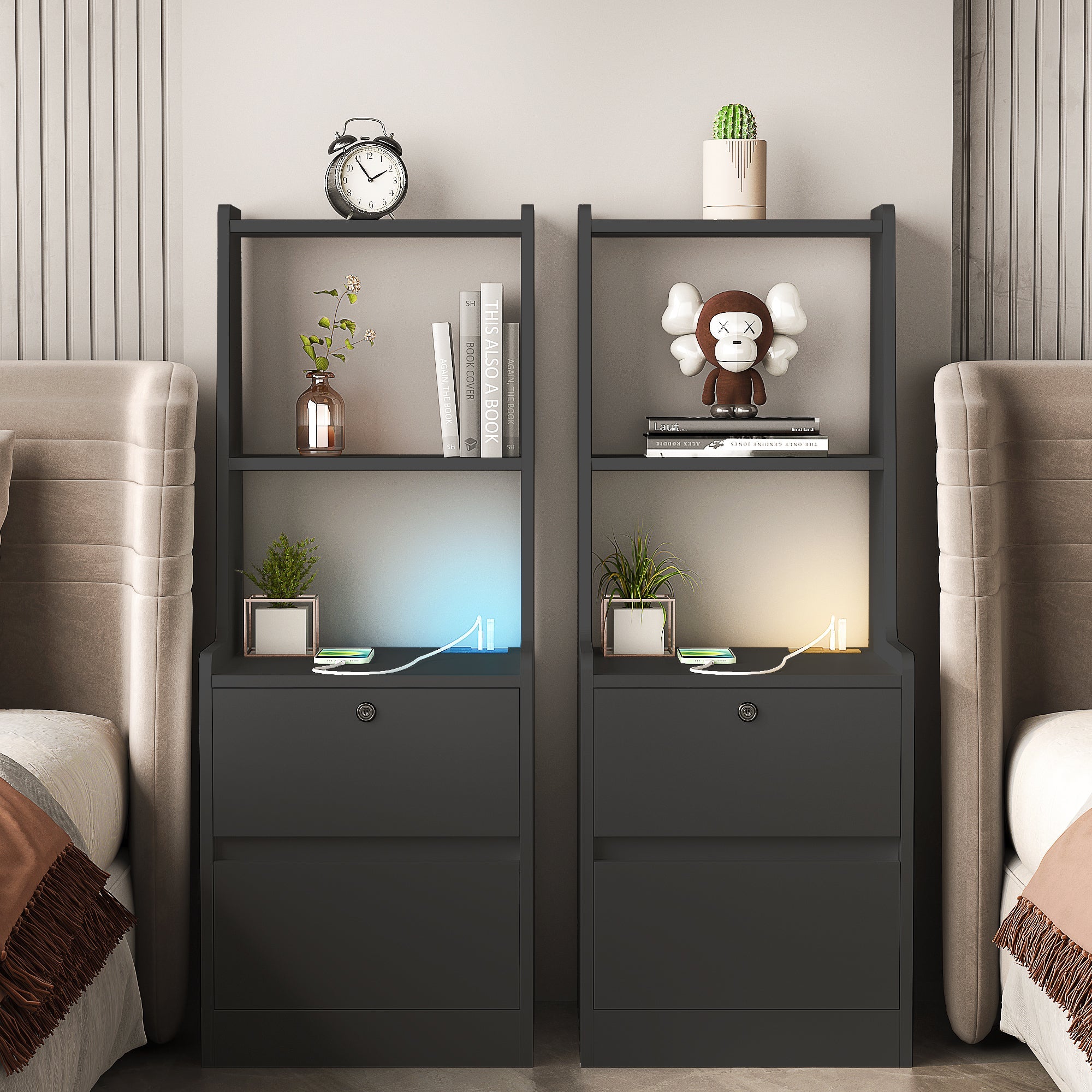 Modern Smart Nightstand with Charging Station