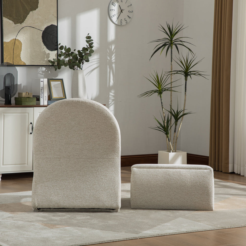 24.8 ' Wide Modern Upholstered Armless Chair with Storage Ottoman