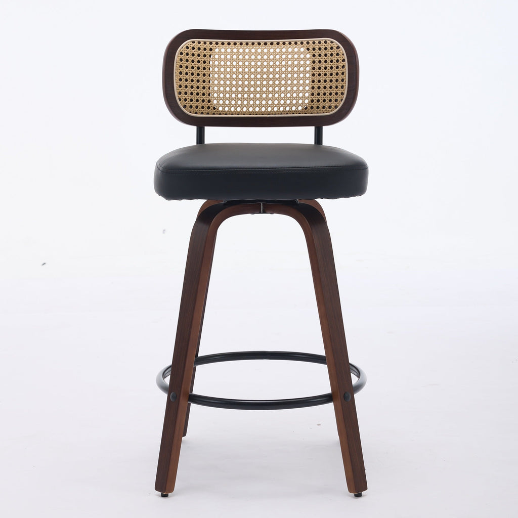 26 Inch Rattan Counter Height Stools with Cane Back (Set of 3)