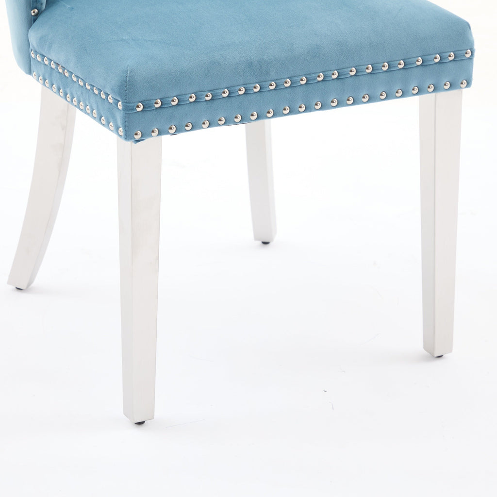 Modern High-end Tufted Solid Wood Velvet Dining Chairs (Set of 2)