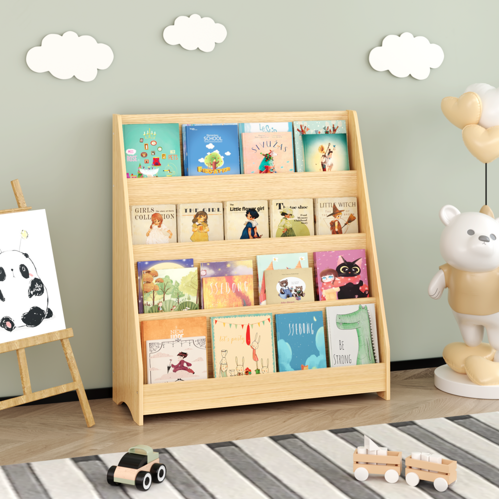 4-Tier MDF Toddler Book Display Shelves Kids Bookshelf