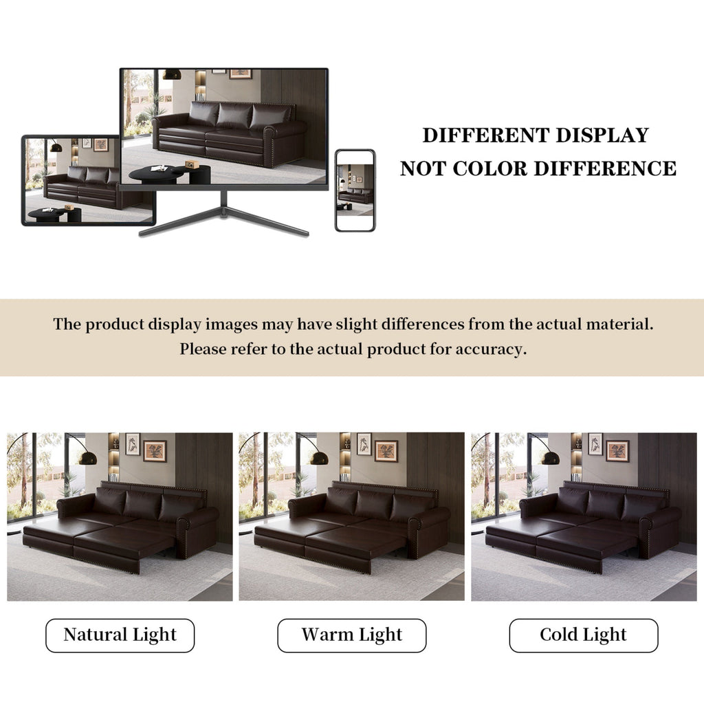 3-in-1 Faux Leather Convertible Sleeper Sofa Bed