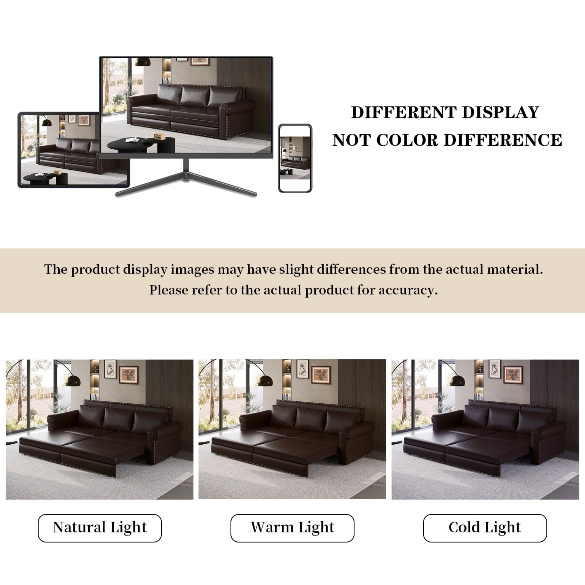 3-in-1 Faux Leather Convertible Sleeper Sofa Bed
