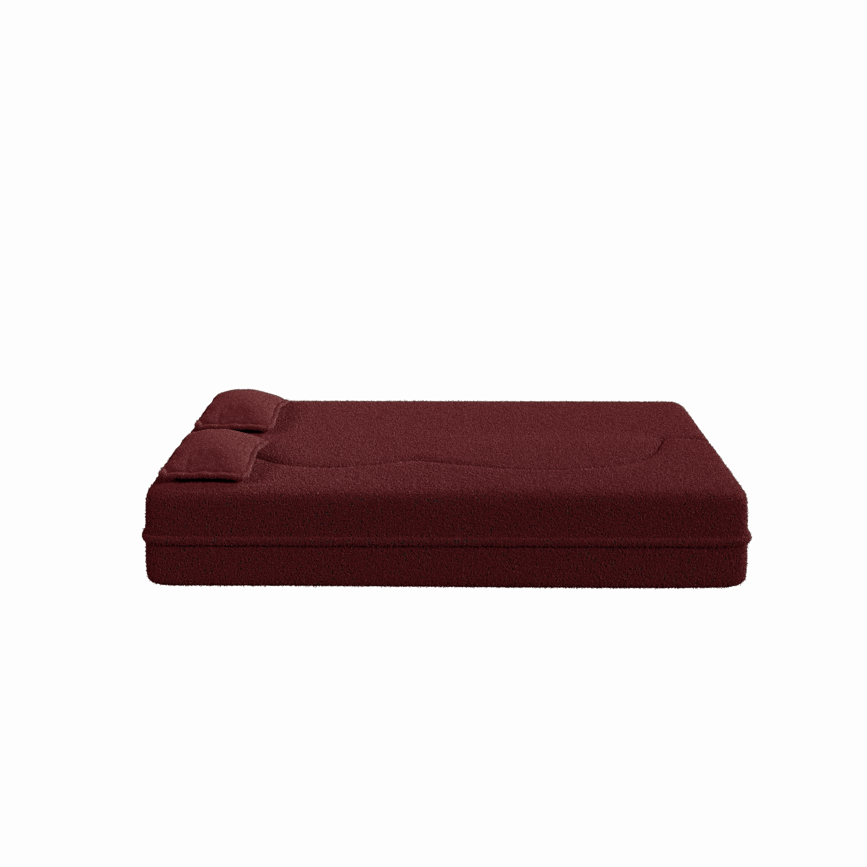 Modern Convertible Teddy Fabric Sofa with 2 Pillows