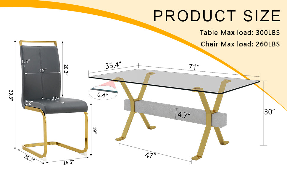 Elegant Transparent Tempered Glass Dining Set