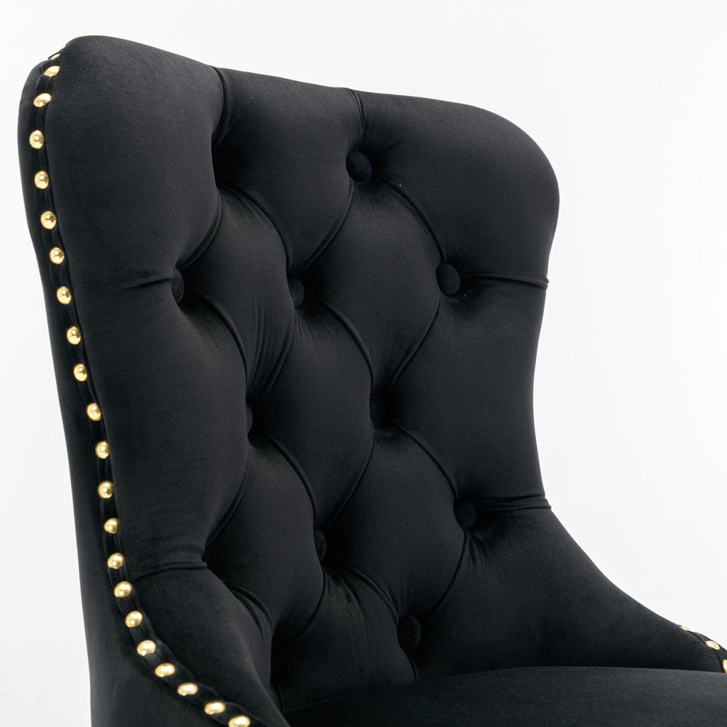 Modern Upholstered Swivel Velvet Barstools (Set of 2)