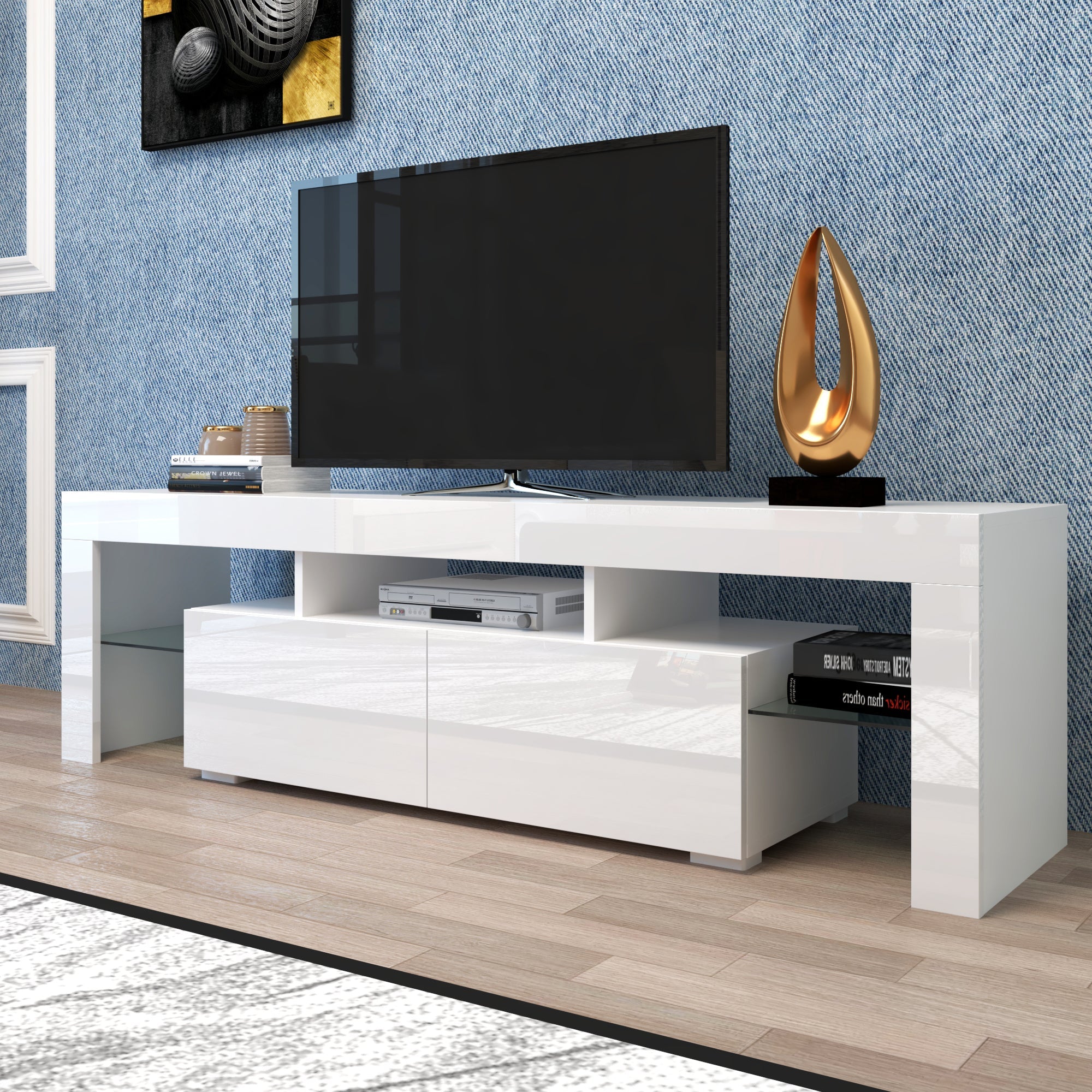 Modern Remote Control 20 Colors LED Lights TV Stand
