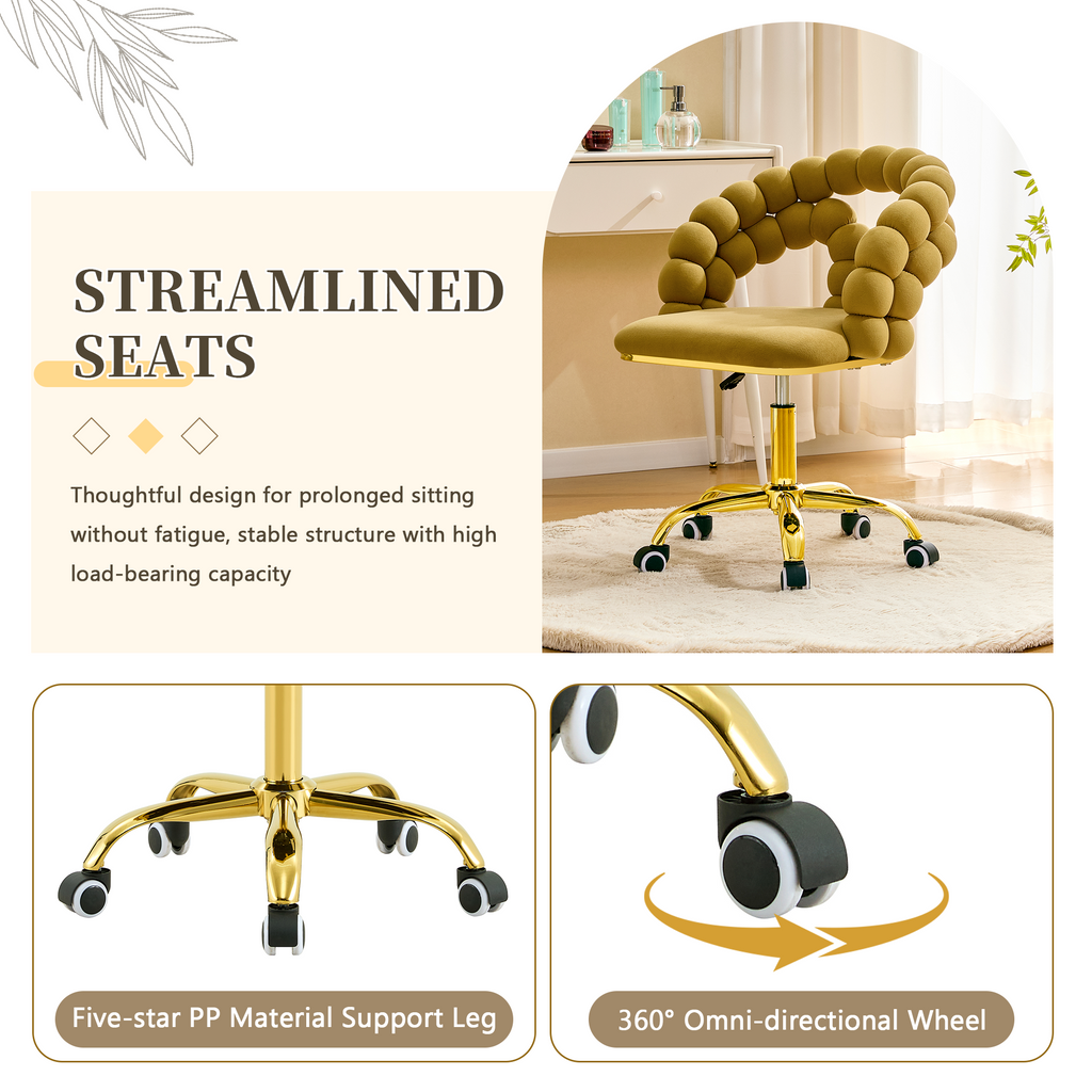 Coloful Modern Velvet Adjustable Swivel Desk Chair with Bubble Back