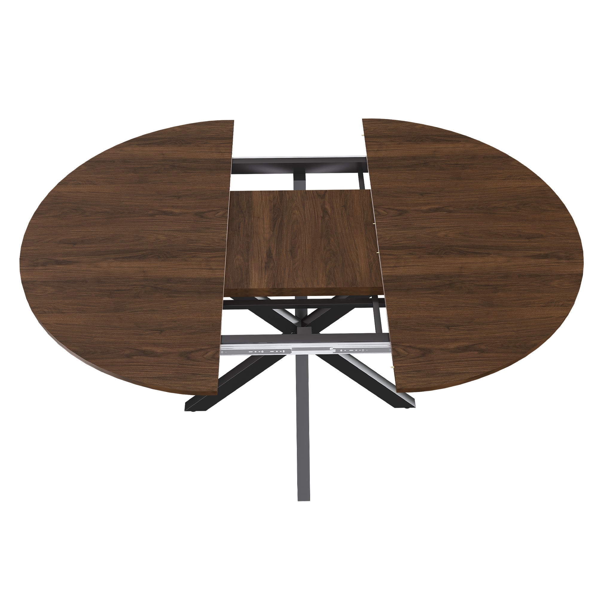 Modern Solid Wood Veneer Retractable Dining Table