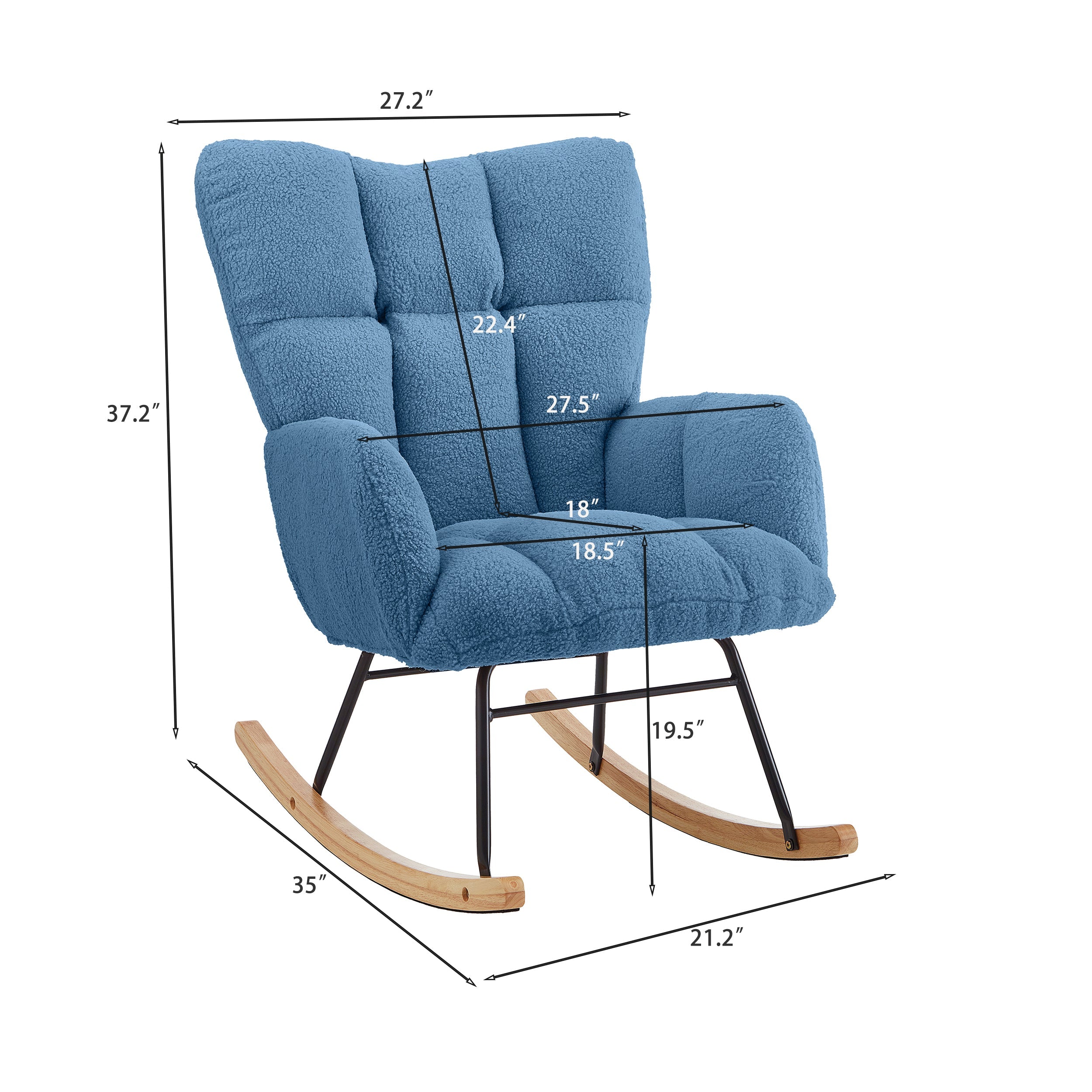 Tufted Upholstered Teddy Fabric Glider Rocking Chair