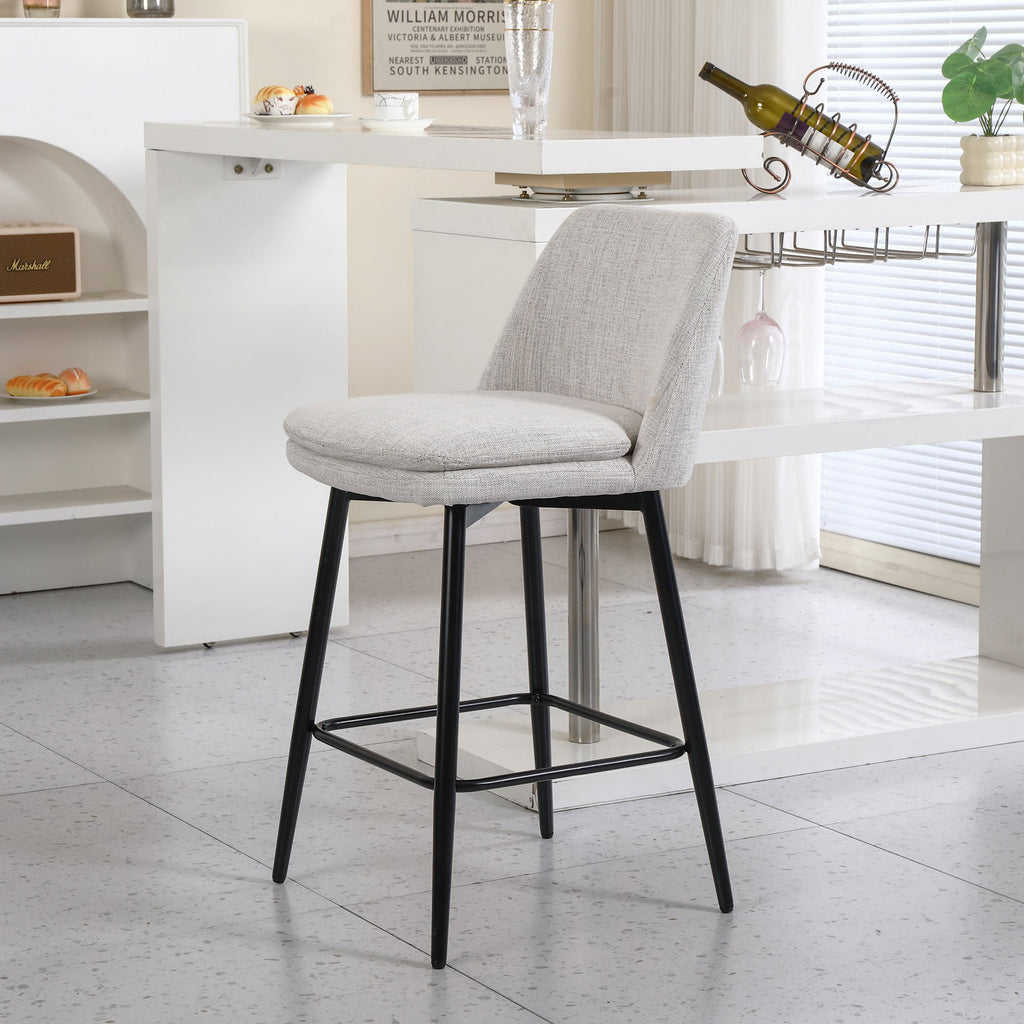 Linen/PU 360° Swivel Barstools (Set of 2)